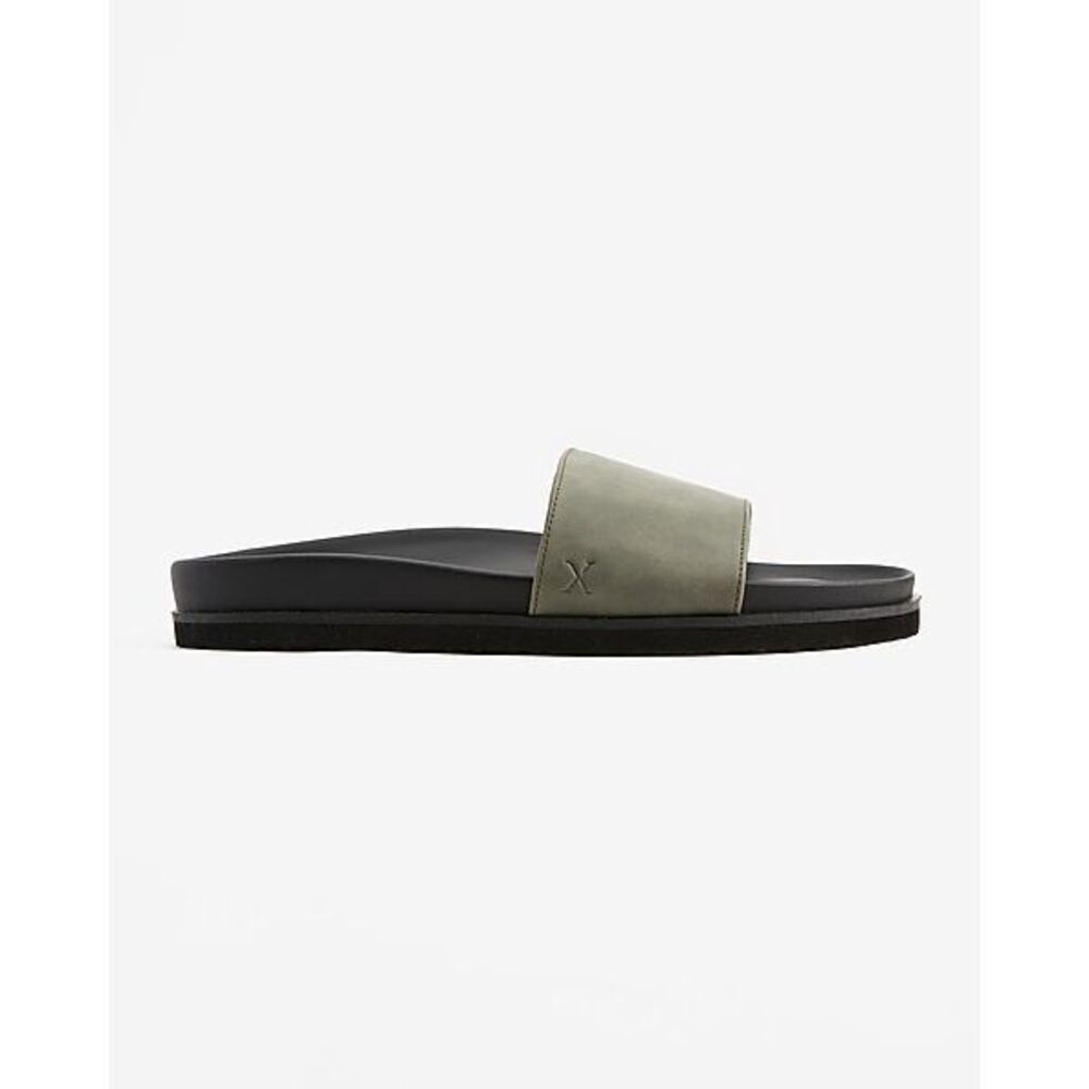 EXPRESS $49 Pool Slides Sandals slip on black green Mens sz 11 NEW